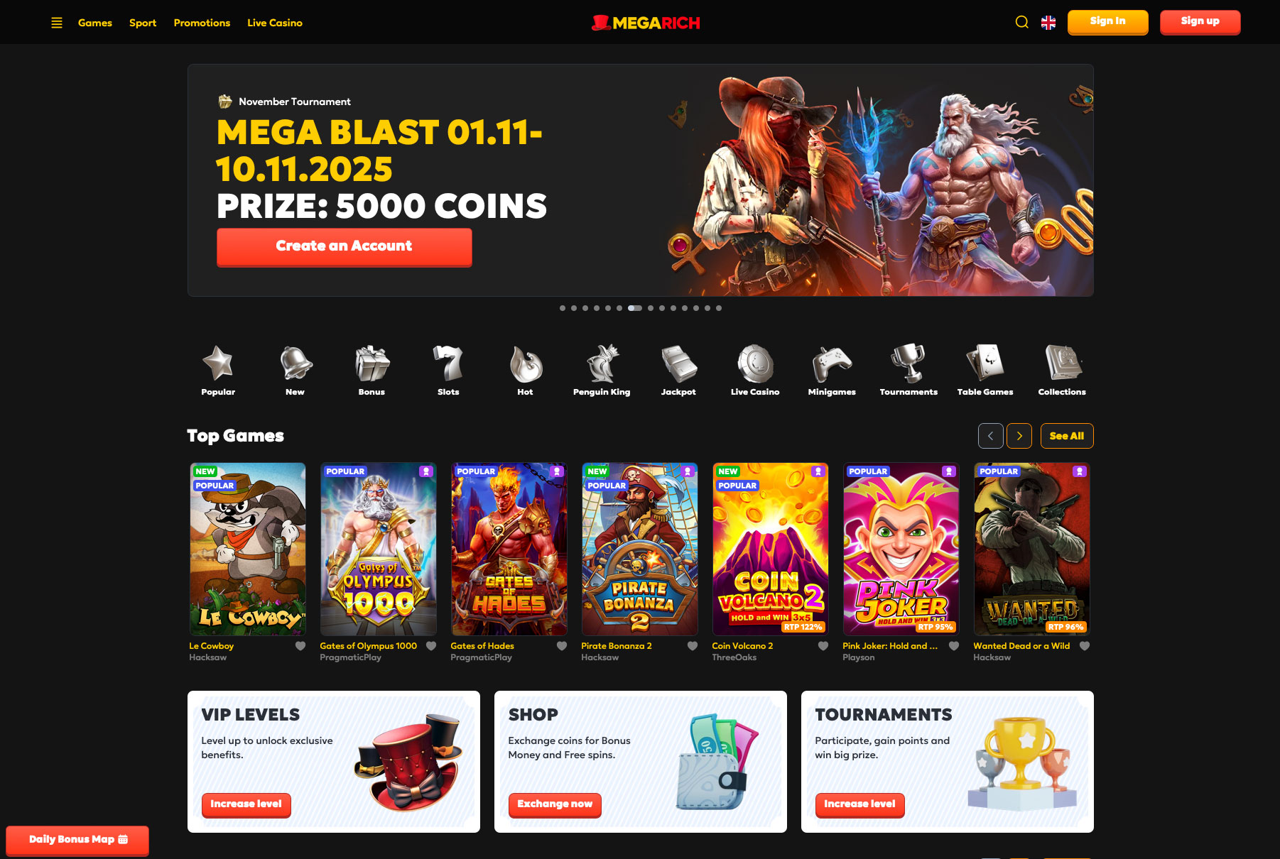 megarich casino bonus